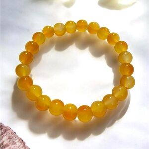 Natural Citrine Yellow Crystal Beaded Bracelet Gemstone Healing Power